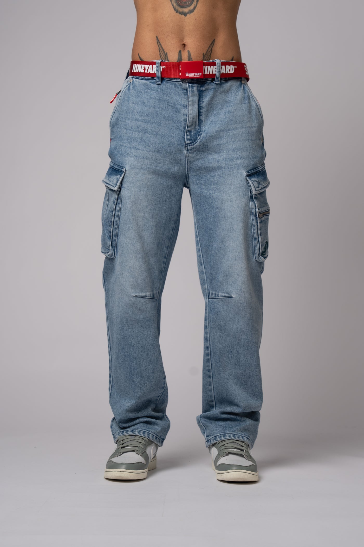 Race Wide Cargo Pants washed blue