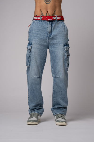 Race Wide Cargo Pants washed blue