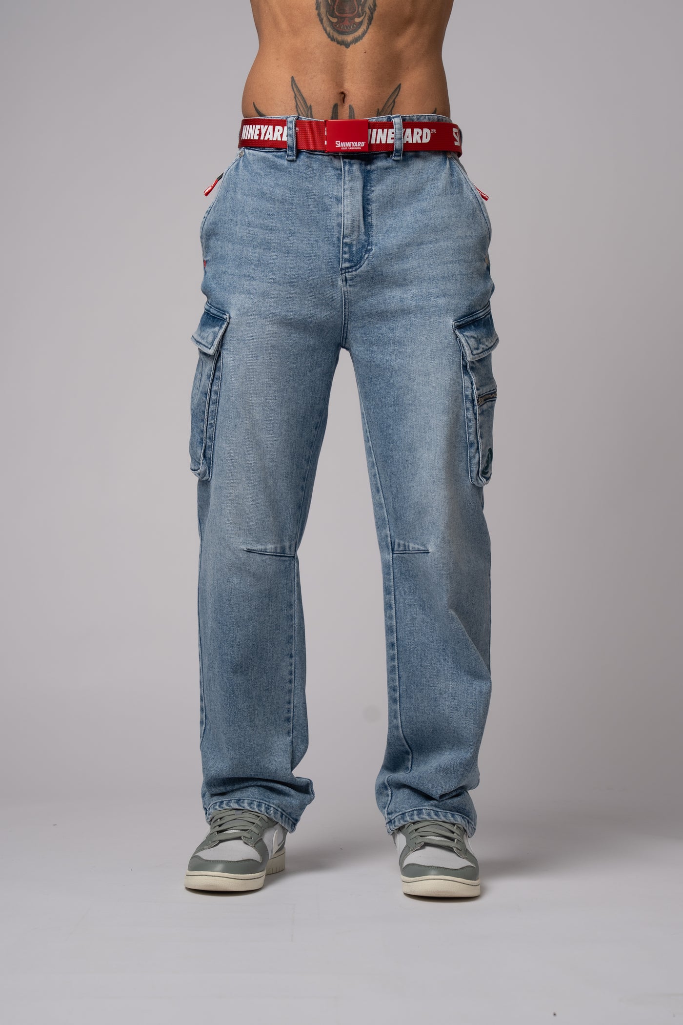 Race Wide Cargo Pants washed blue