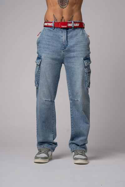 Race Wide Cargo Pants washed blue