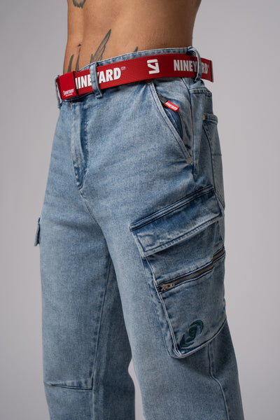 Race Wide Cargo Pants washed blue
