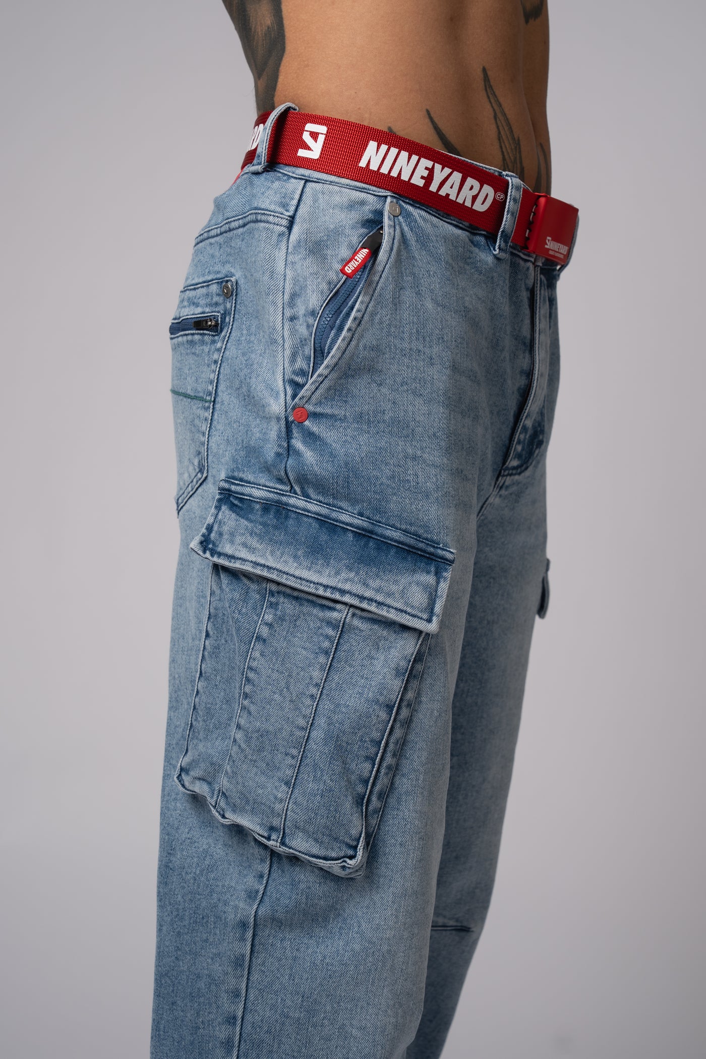 Race Wide Cargo Pants washed blue