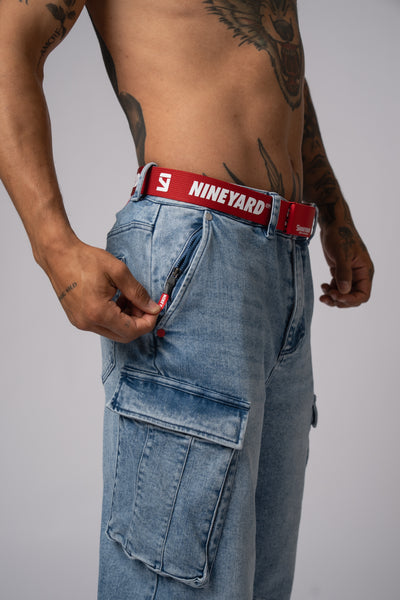 Race Wide Cargo Pants washed blue