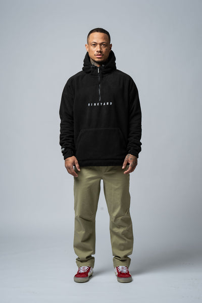 Polar Fleece Oversize Half-Zip Hoodie "Black"