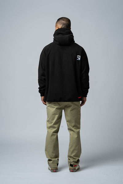 Polar Fleece Oversize Half-Zip Hoodie "Black"