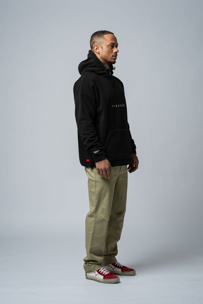 Polar Fleece Oversize Half-Zip Hoodie "Black"