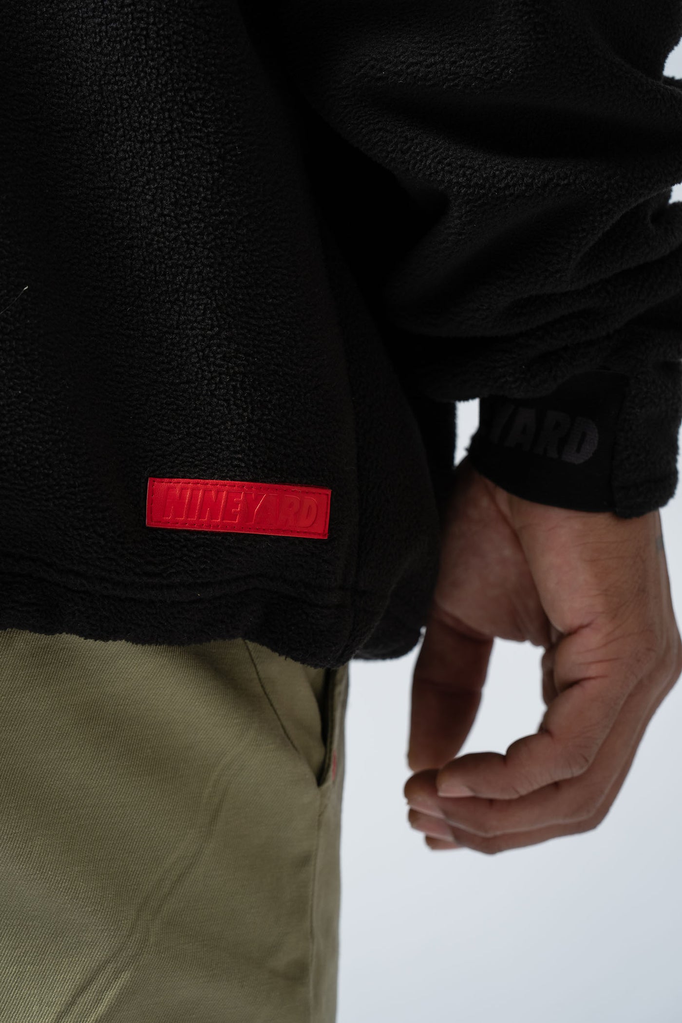 Polar Fleece Oversize Half-Zip Hoodie "Black"