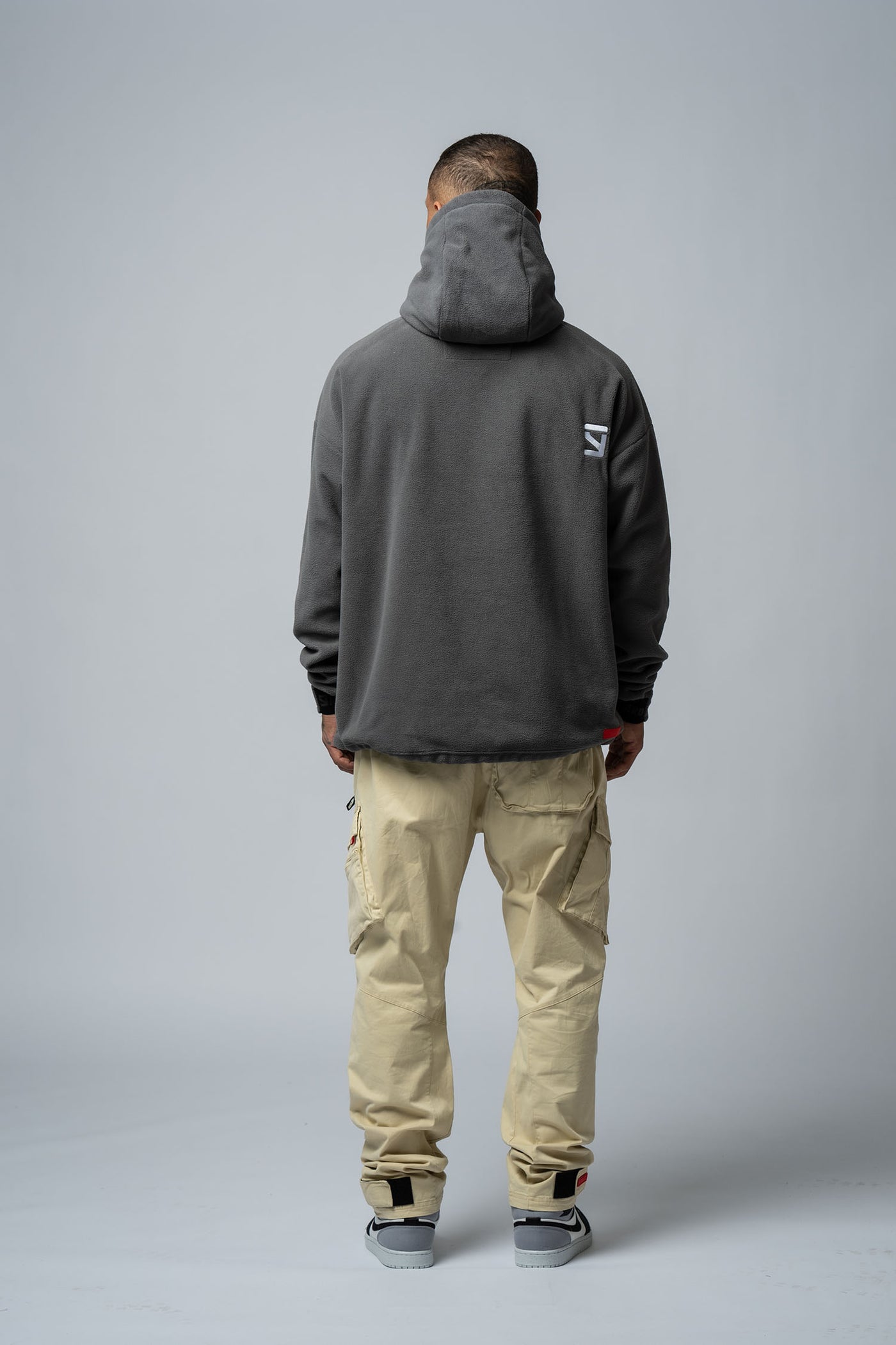 Polar Fleece Oversize Half-Zip Hoodie "Grey"