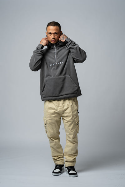 Polar Fleece Oversize Half-Zip Hoodie "Grey"