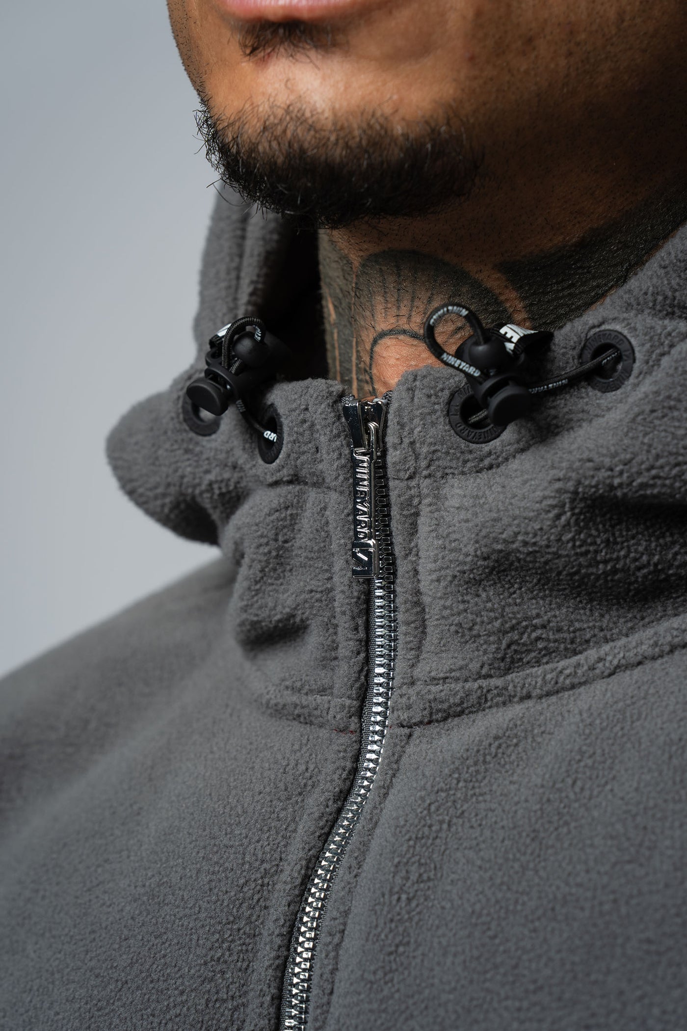 Polar Fleece Oversize Half-Zip Hoodie "Grey"