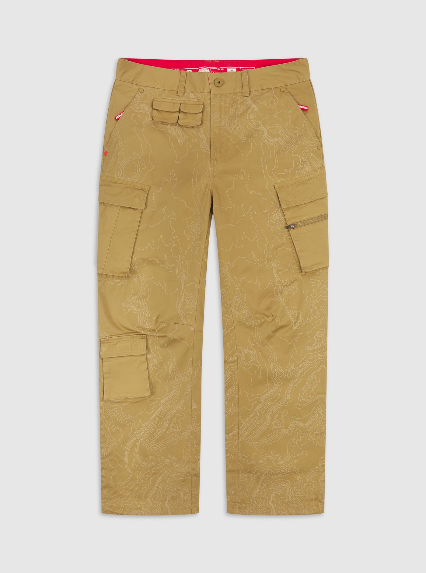 Desert Wide Cargo Pants with allover print dark sand