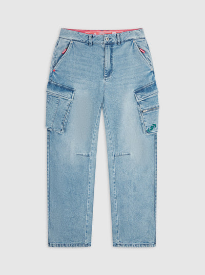 Race Wide Cargo Pants washed blue