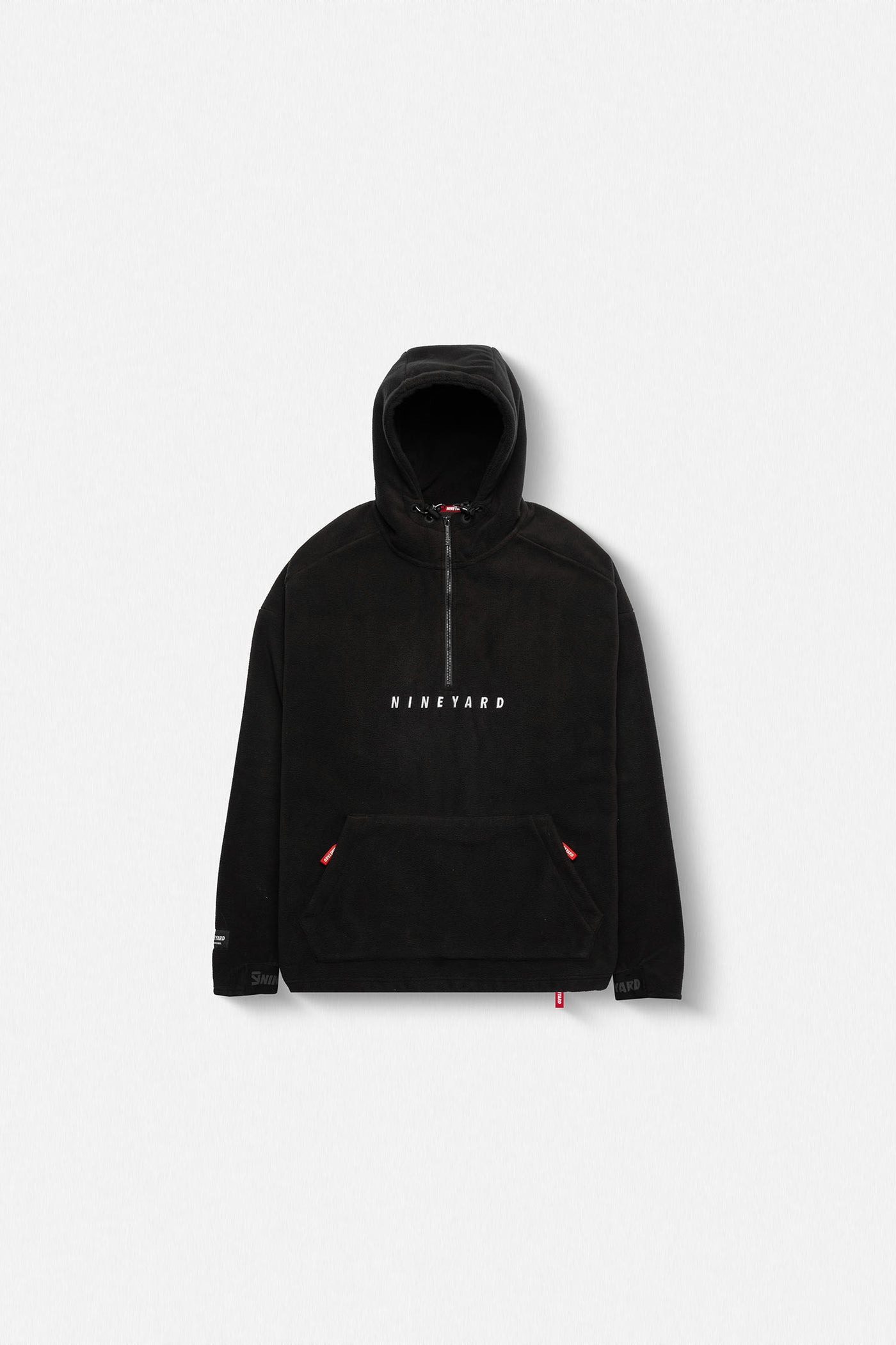 Polar Fleece Oversize Half-Zip Hoodie "Black"