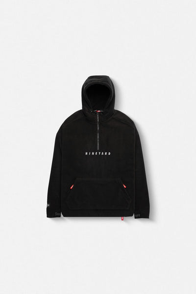 Polar Fleece Oversize Half-Zip Hoodie "Black"